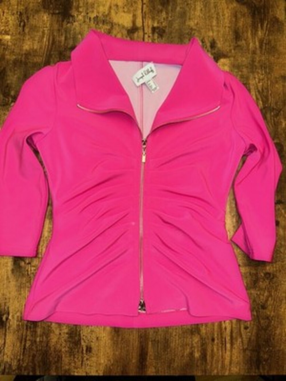 Joseph Ribkoff 2010 Hot Pink Ruched Zip-Up Jacket